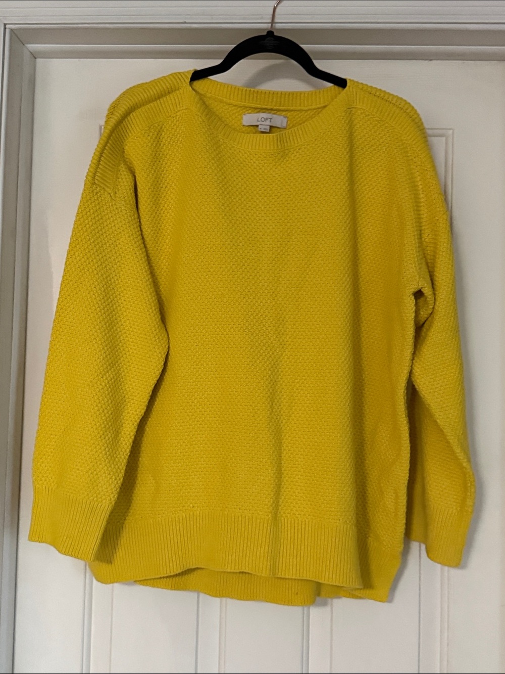 LOFT Women's Yellow Crewneck Knit Sweater